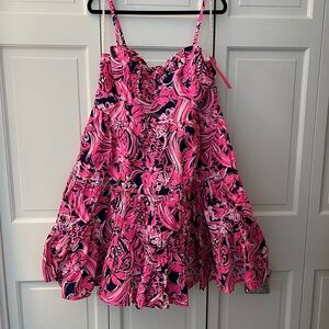 NEW Lilly Pulitzer Adalia Tiered Dress size 16 Flirty Fins and Feathers NWT